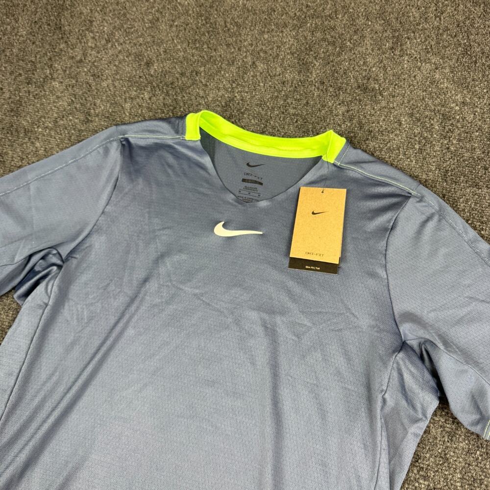 Nike Court Dri-Fit Tennis Shirt Mens Size M Tall‎ Slim Fit Tour Blue DR6548-491